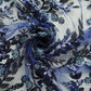 Blue Floral Sequence Handwork Embroidery Net Fabric