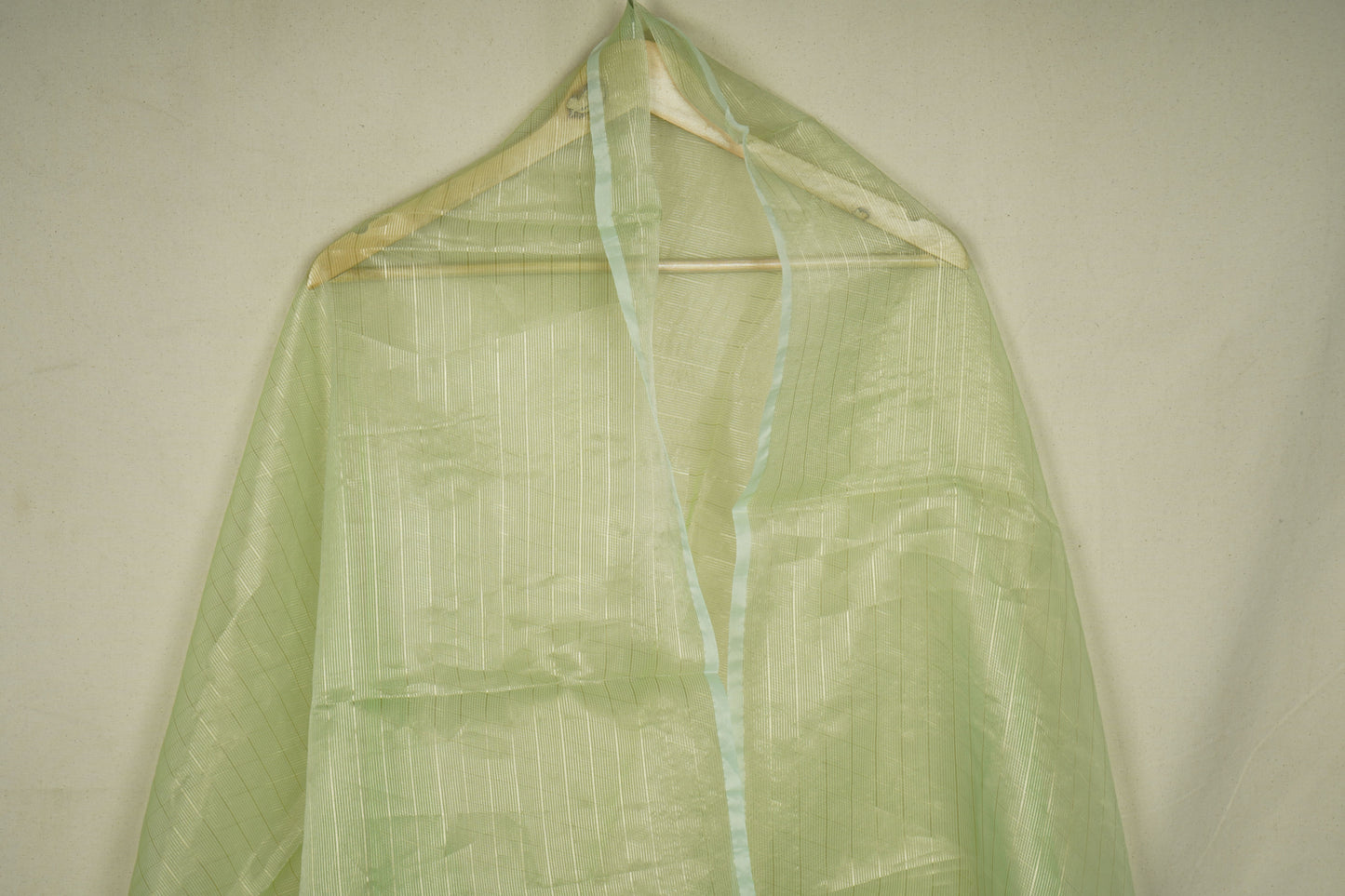 Light Green Gold Stripes Jacquard Dupatta Tissue