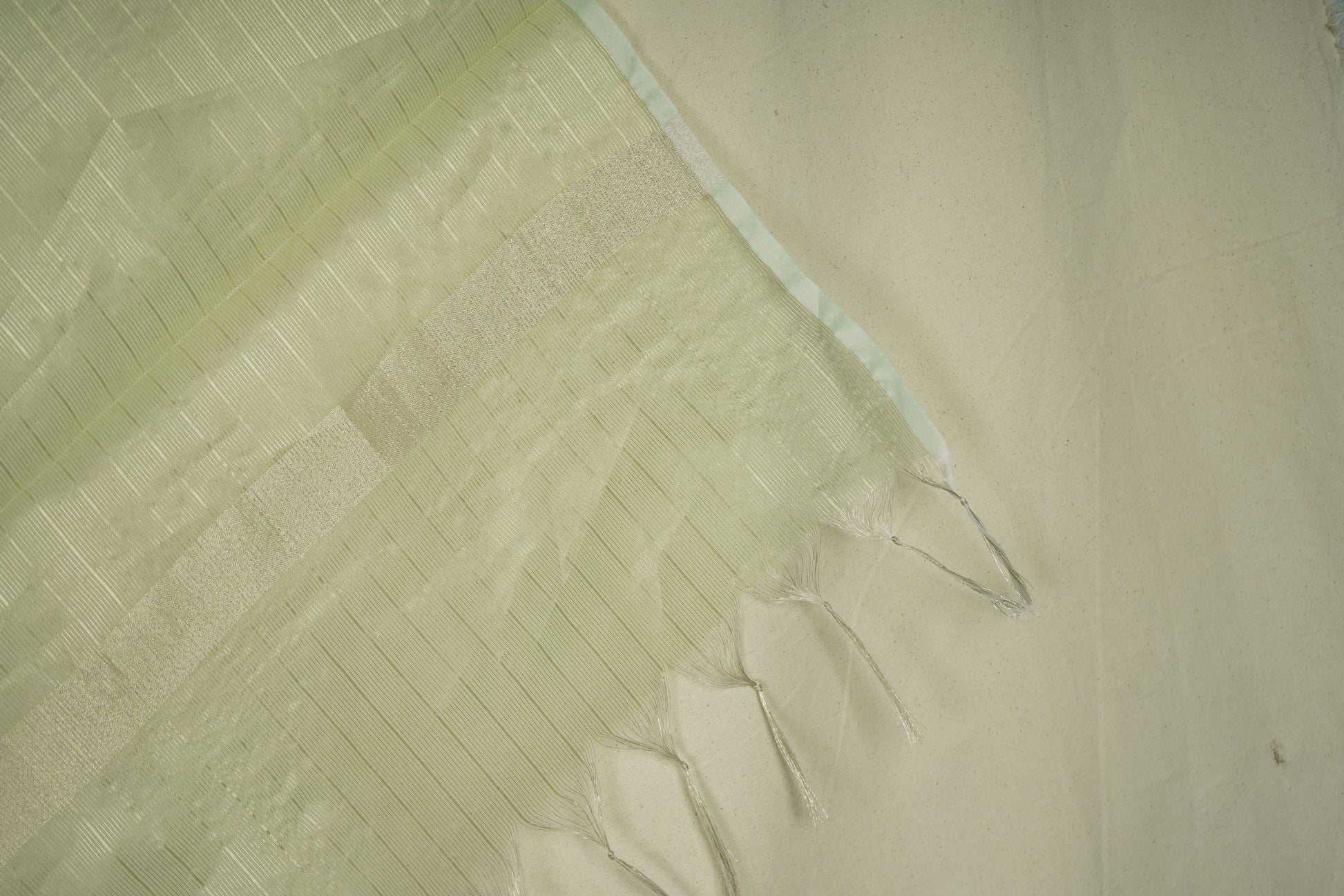 Light Green Gold Stripes Jacquard Dupatta Tissue