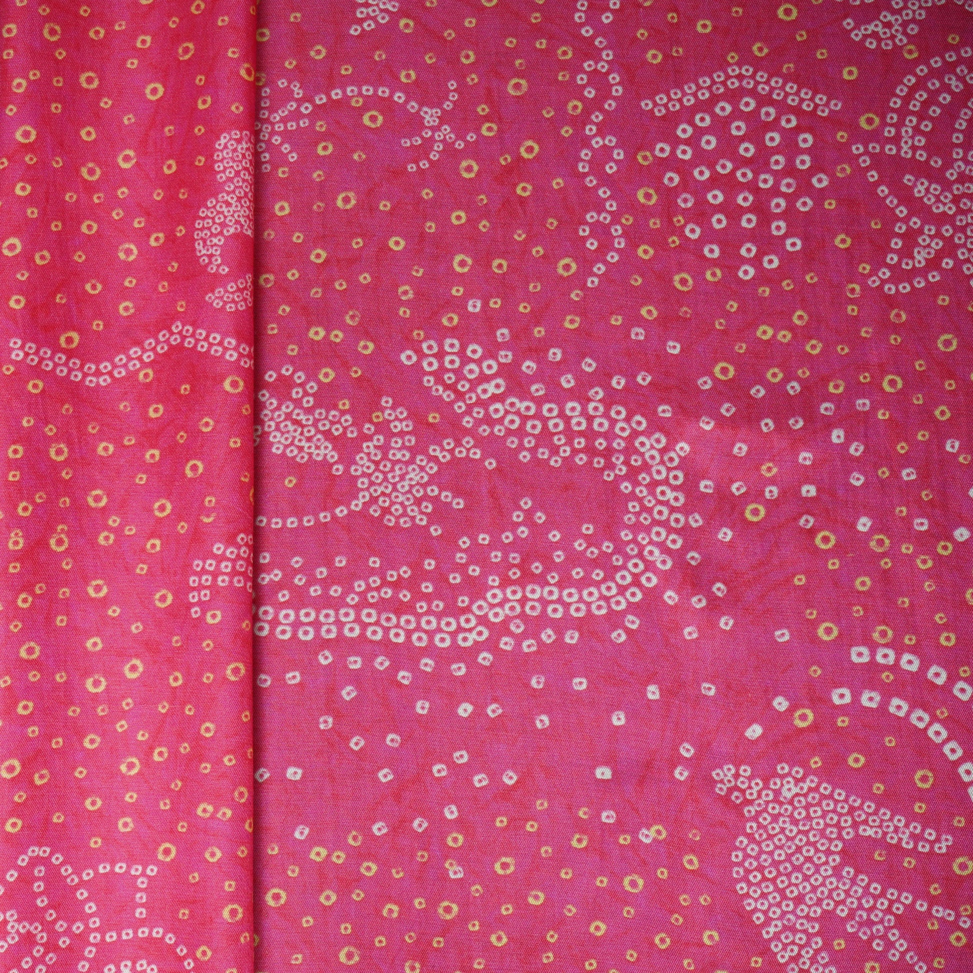 Pink Bandhani Print Gaji Silk Fabric 17529