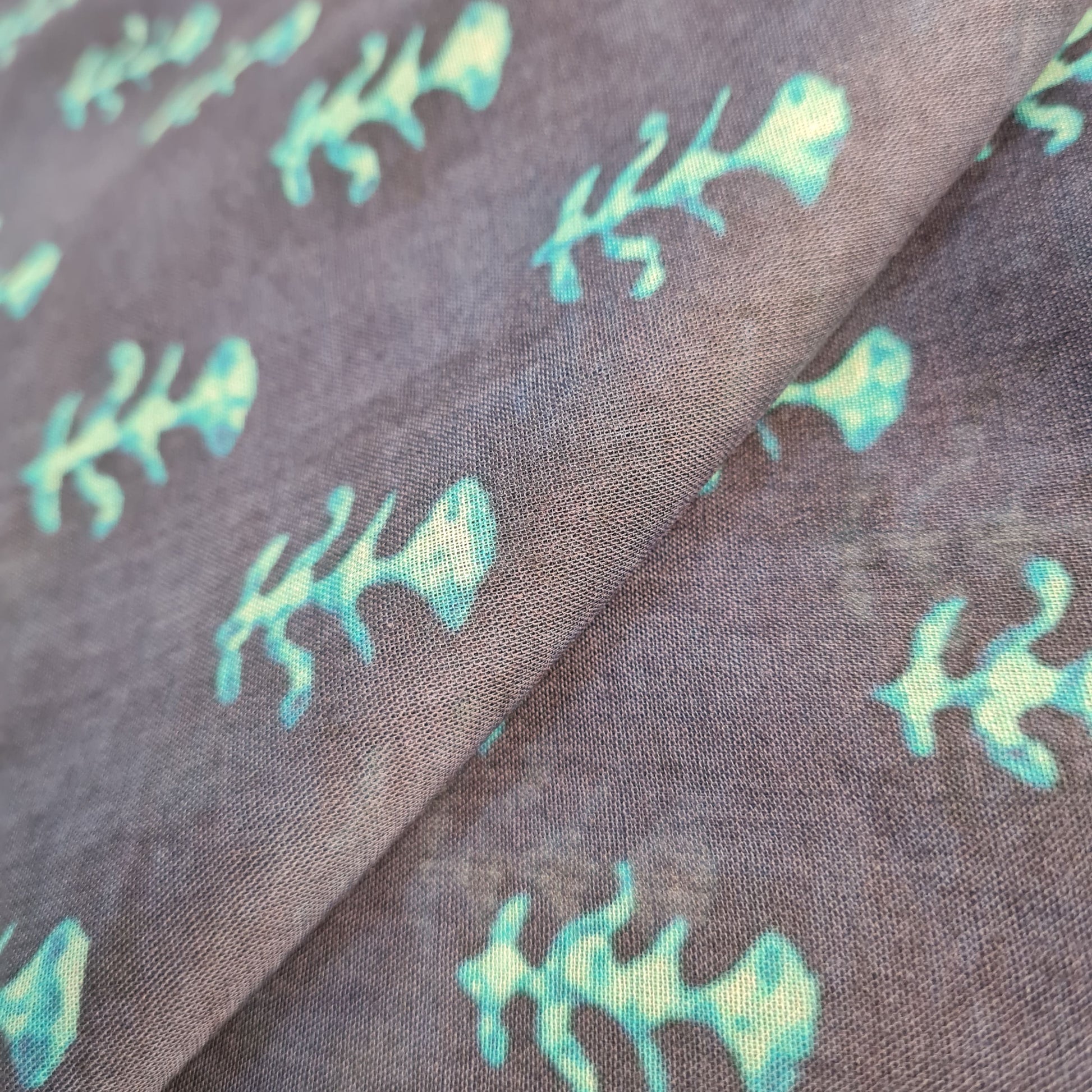 Premium Blue Indigo Handblock Print Mulmul Fabric