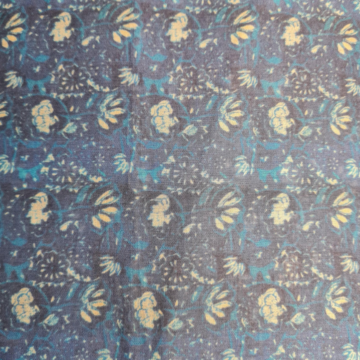 Premium Indigo Floral Print Mulmul Fabric