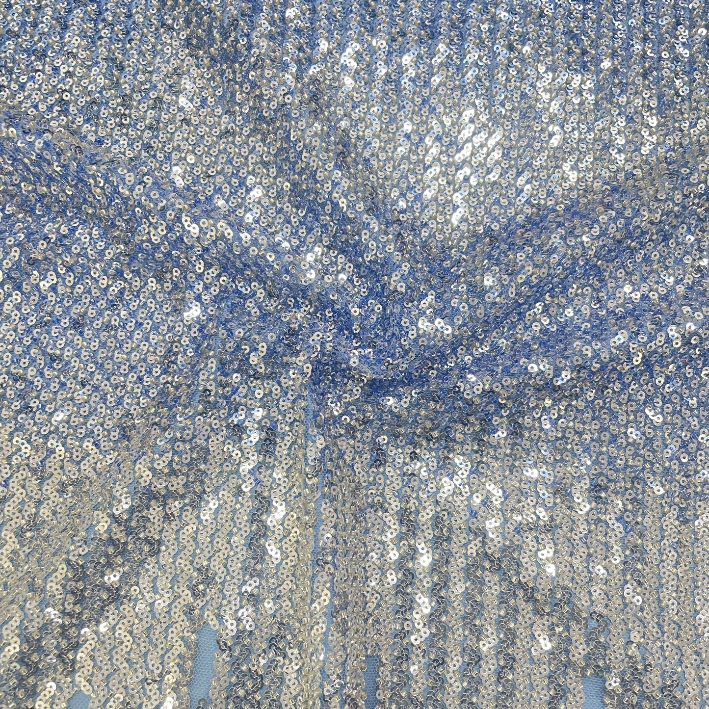 Ombre Blue Cutdana Embroidery Net Fabric 17840