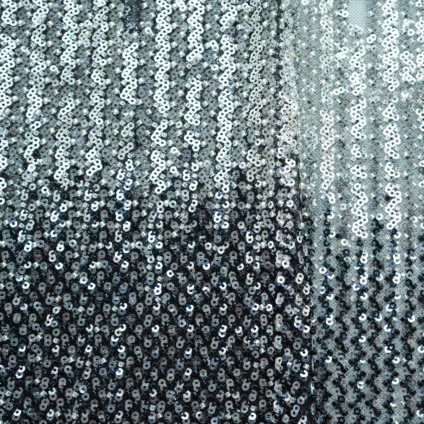 Black and Silver Cut Dana Embroidery Net Fabric