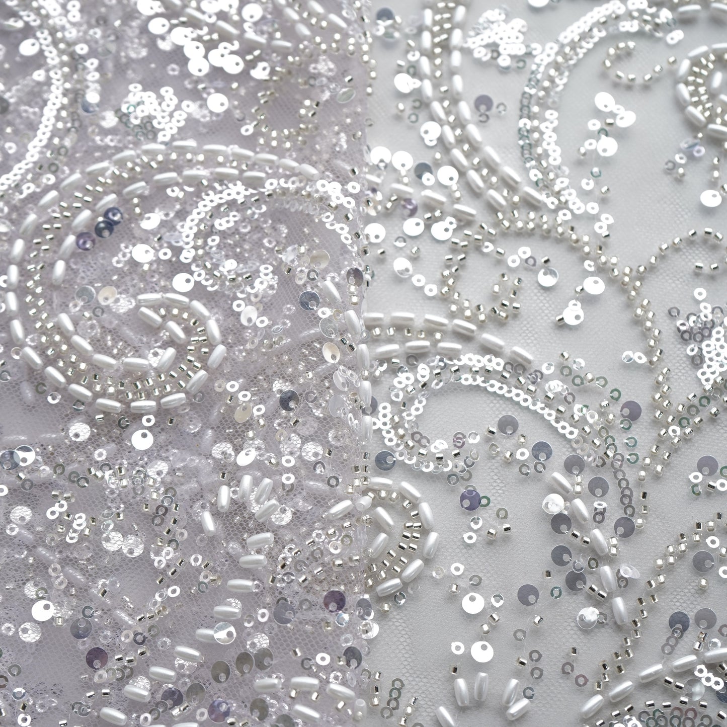 Onion Cutdana Sequins Embroidery Net Fabric