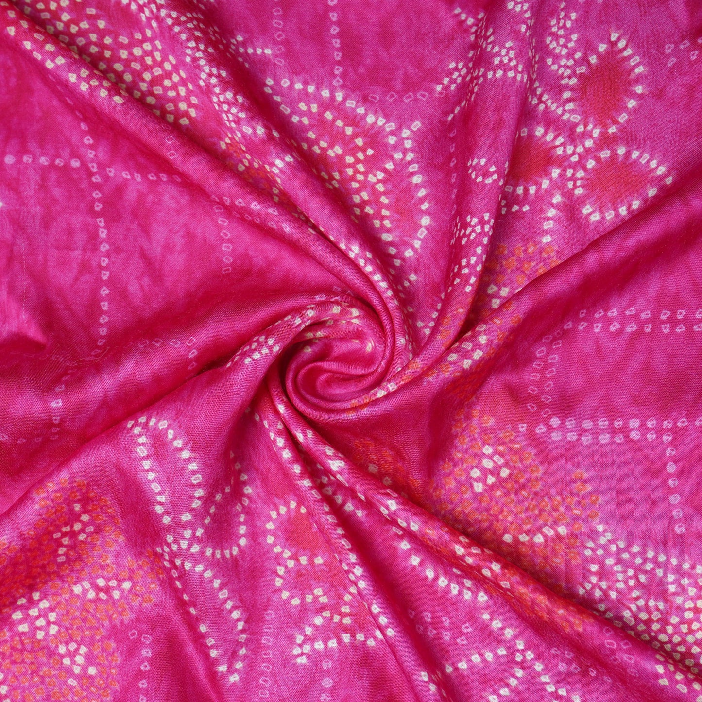 Pink Bandhani Print Bemberg Gaji Silk Fabric 18031