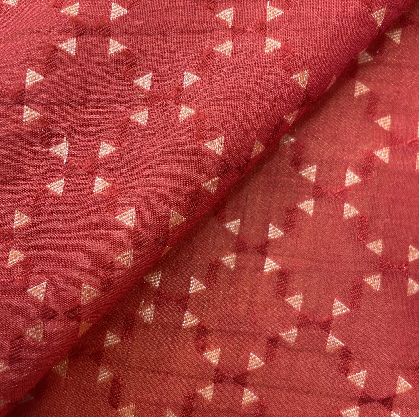 Red Zari Geometrical Jacquard Cotton Silk Patola Dyeable 18061