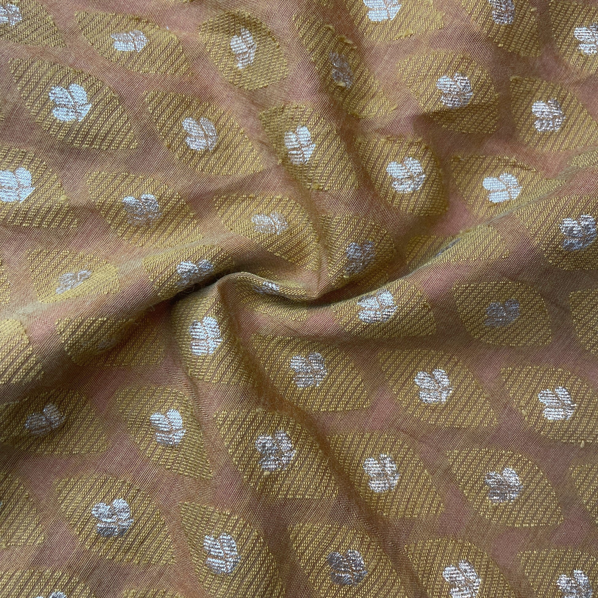 Mustard Zari Floral Jacquard Cotton Silk Patola Dyeable 18062