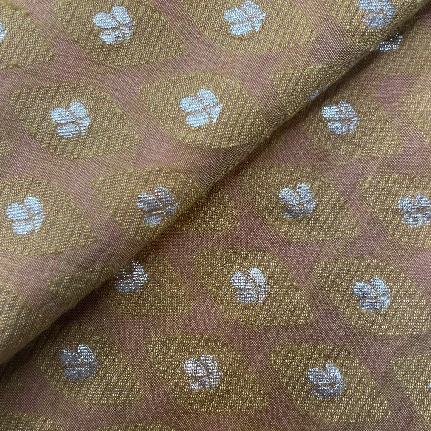 Mustard Zari Floral Jacquard Cotton Silk Patola Dyeable 18062