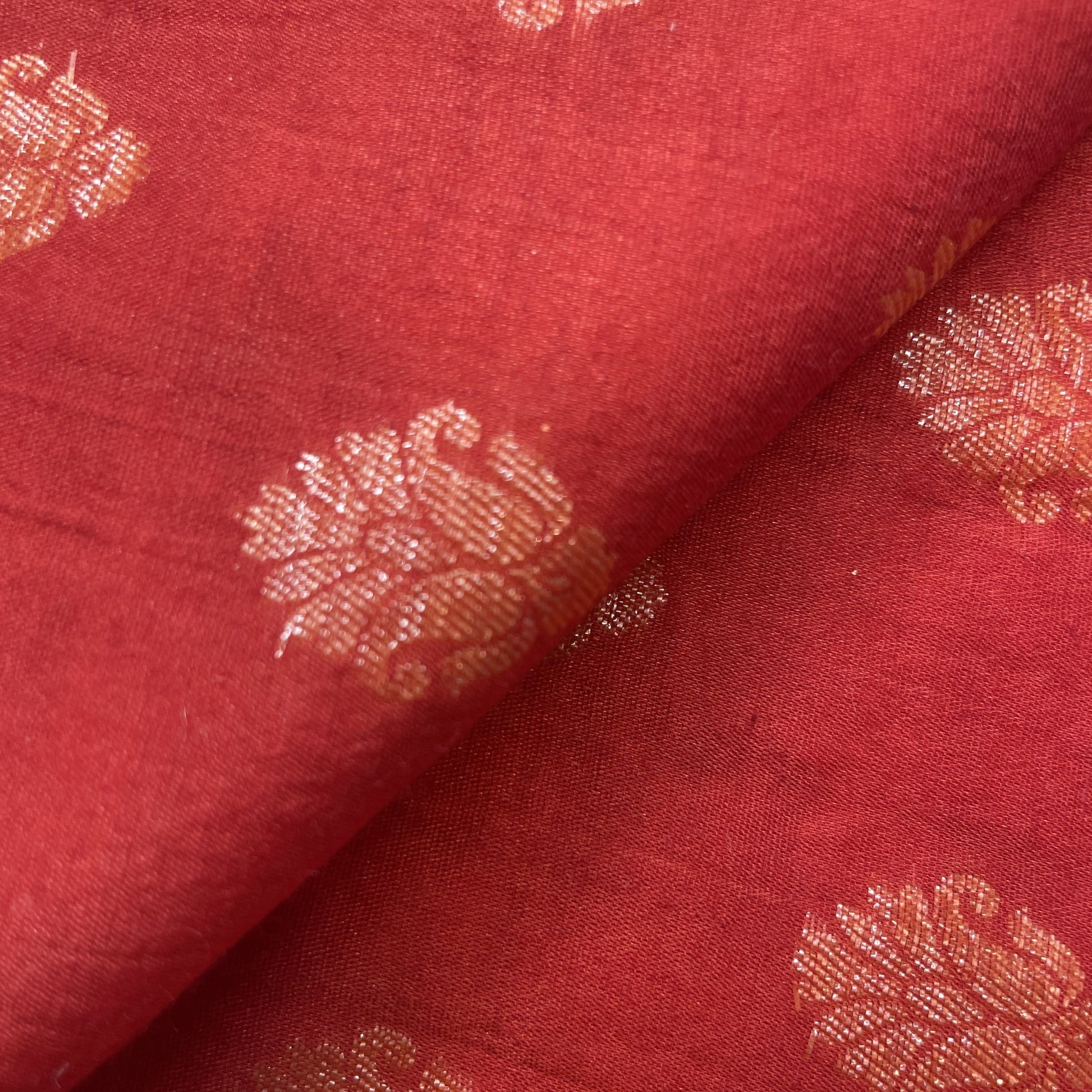 Red Geometrical Buti Jacquard Cotton Silk Patola Dyeable 18065