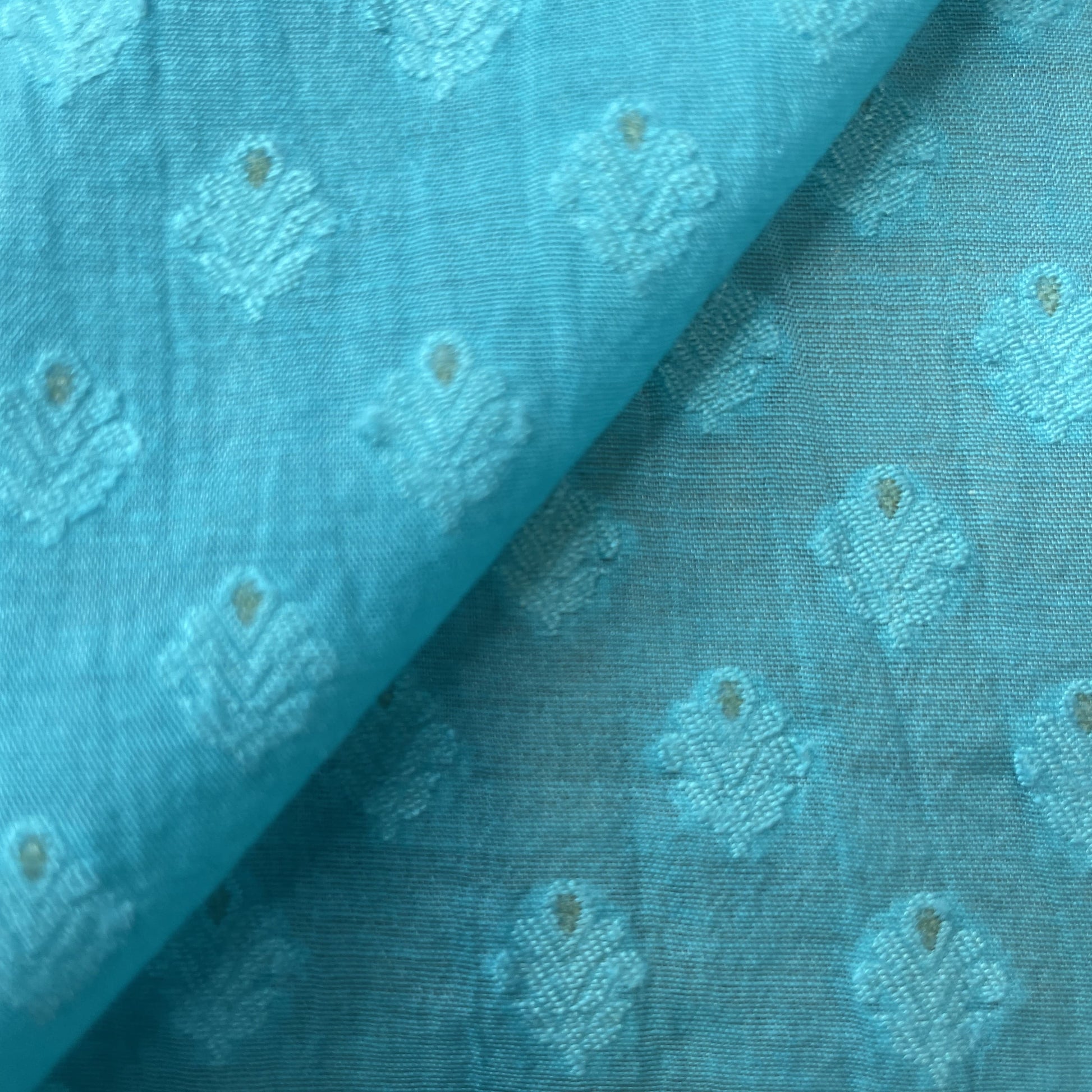 Ocean Blue Zari Traditional Jacquard Cotton Silk Patola Dyeable 18066