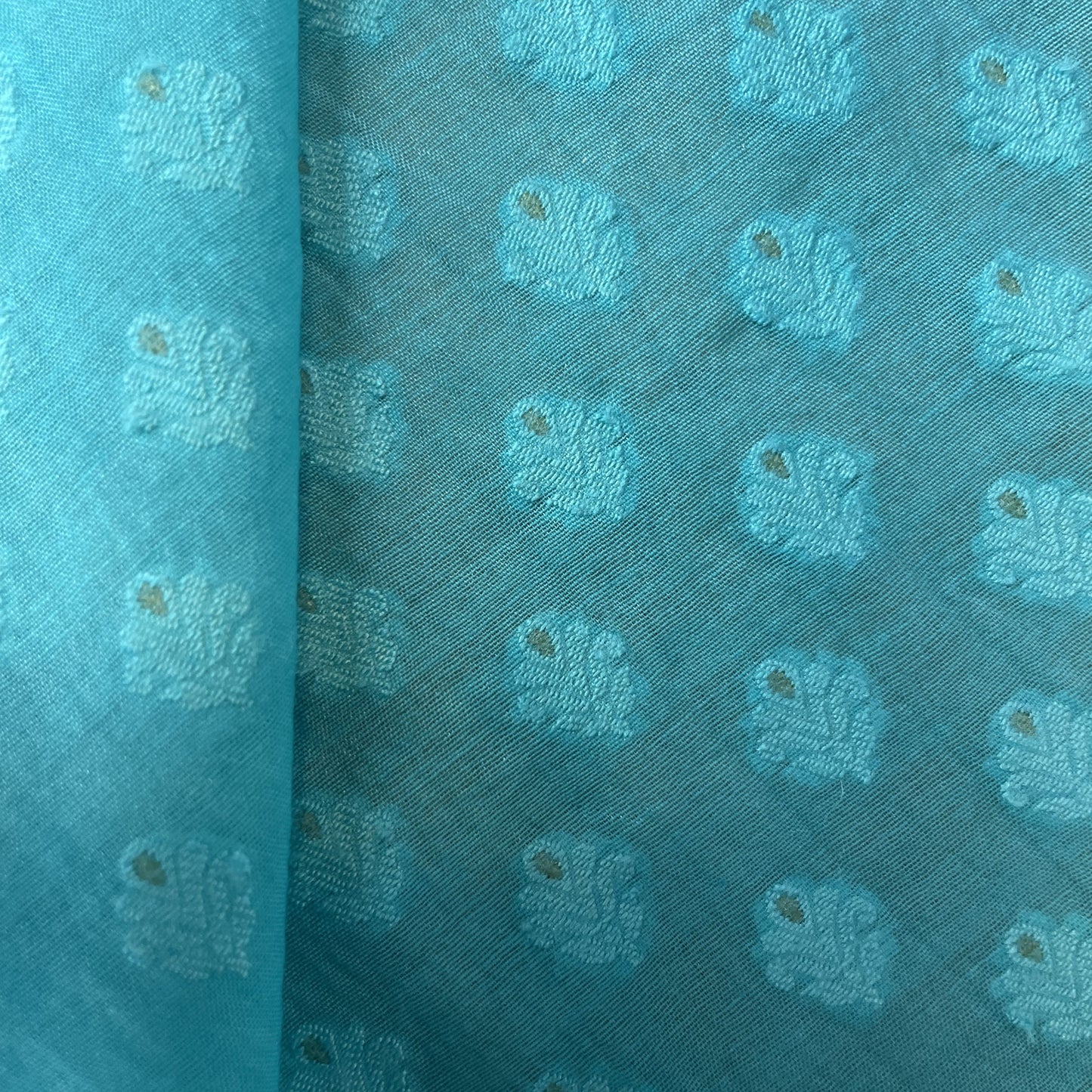 Ocean Blue Zari Traditional Jacquard Cotton Silk Patola Dyeable 18066