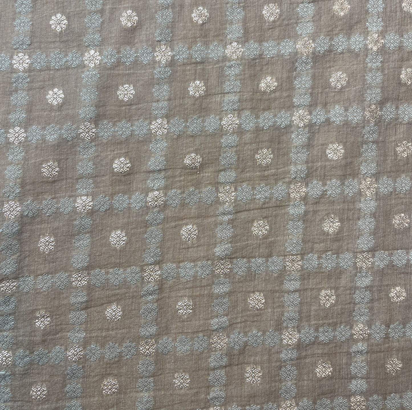 Brown Zari Traditional Check Jacquard Cotton Silk Patola Dyeable 18070