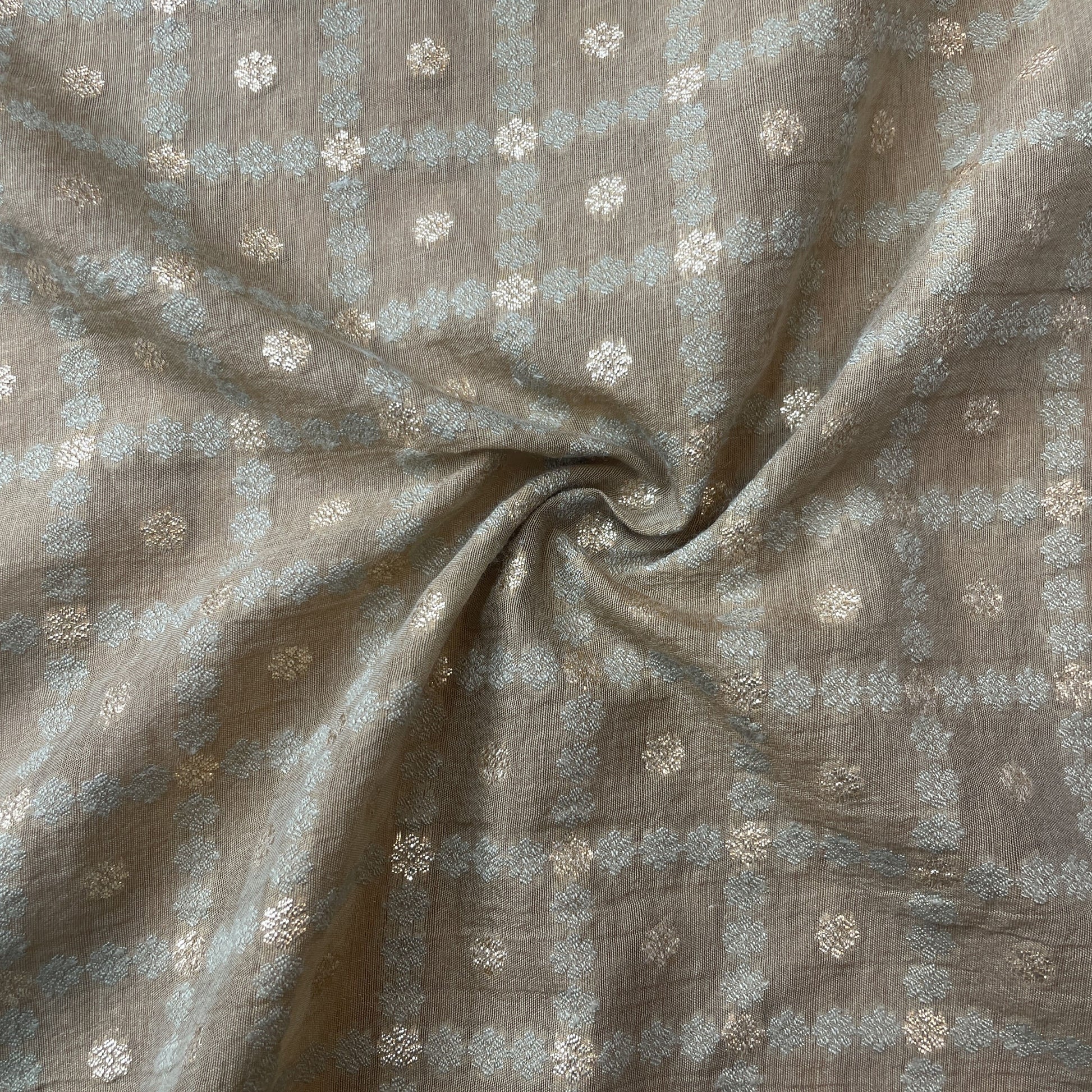 Brown Zari Traditional Check Jacquard Cotton Silk Patola Dyeable 18070