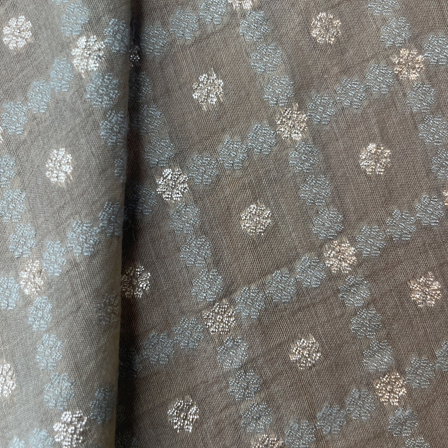 Brown Zari Traditional Check Jacquard Cotton Silk Patola Dyeable 18070