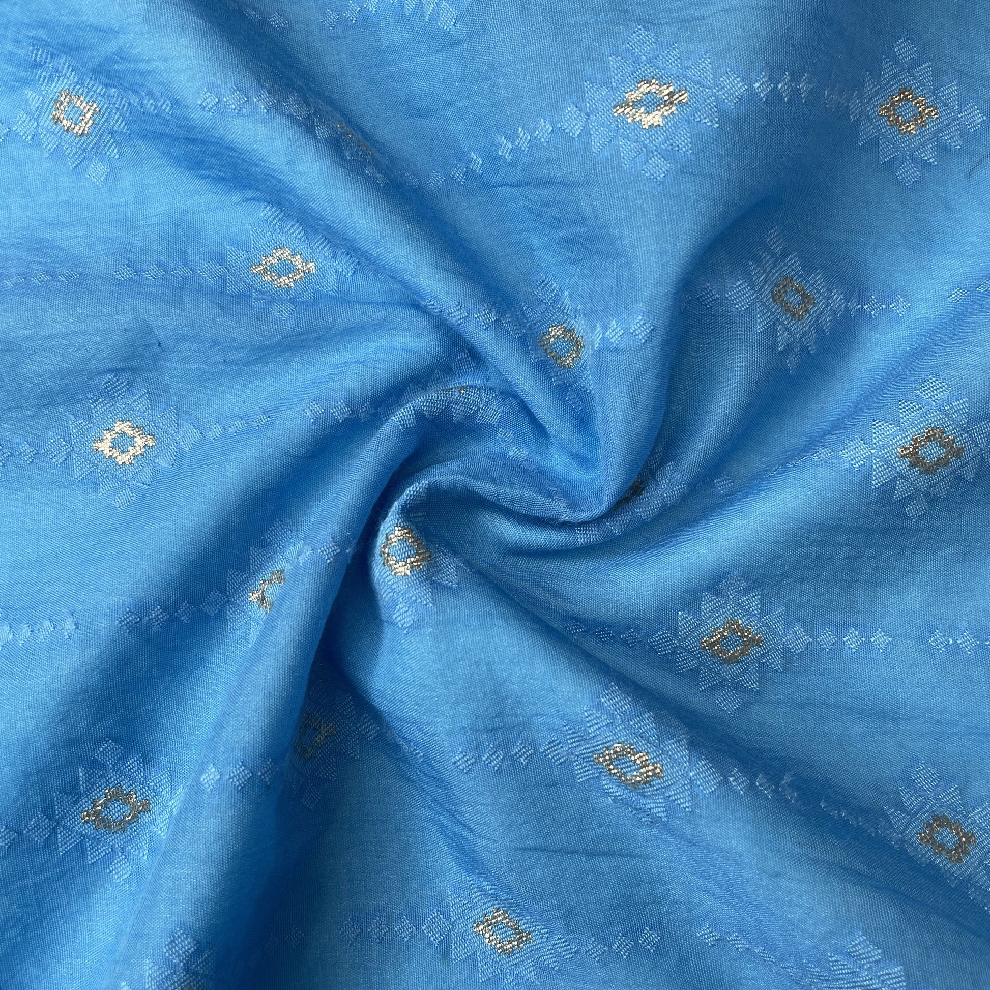 Sky Blue Zari Buti Jacquard Cotton Silk Patola Dyeable 18073