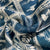 White Blue Check Box Print Satin Georgette