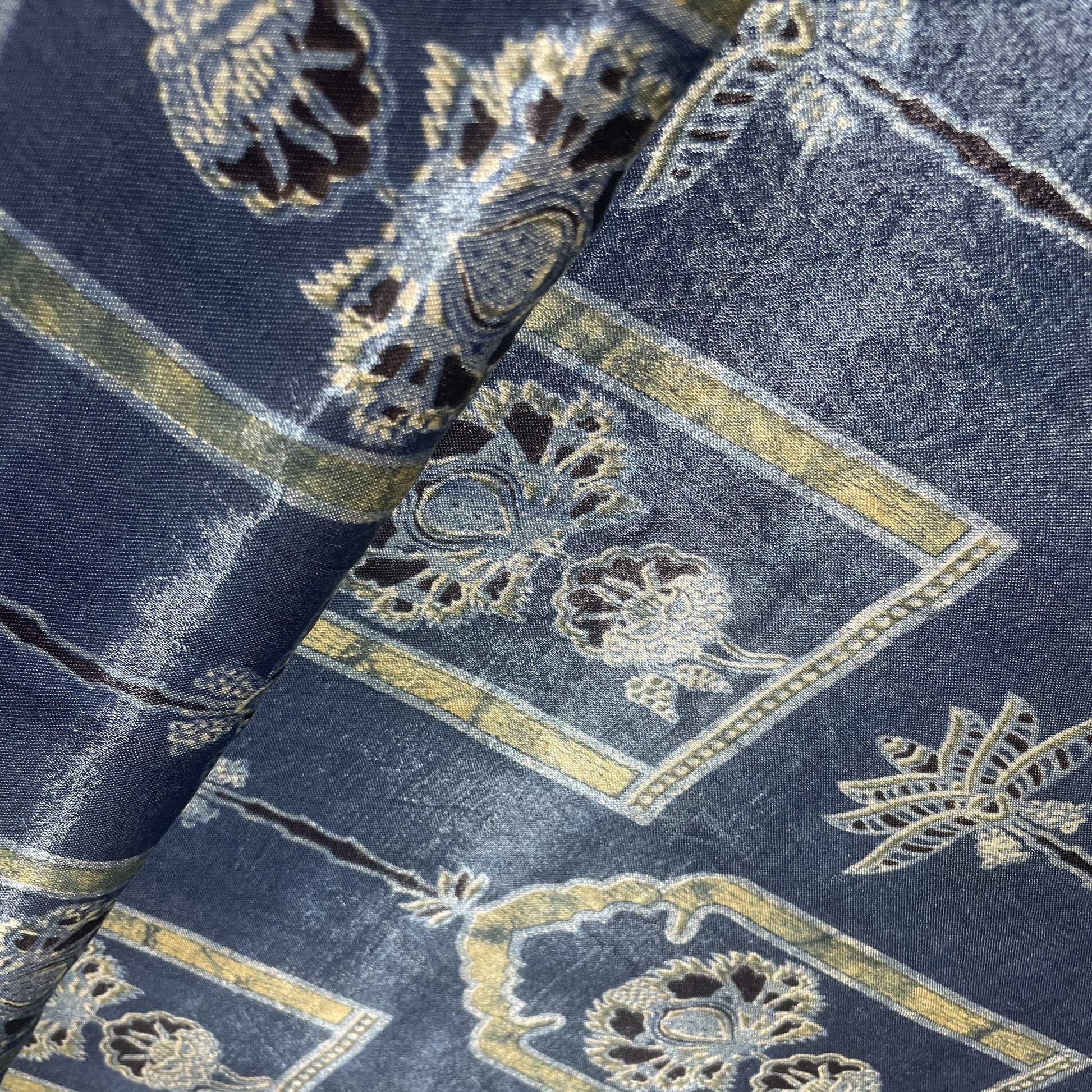 Blue Ajrakh Print Mashru Silk Fabric 18209