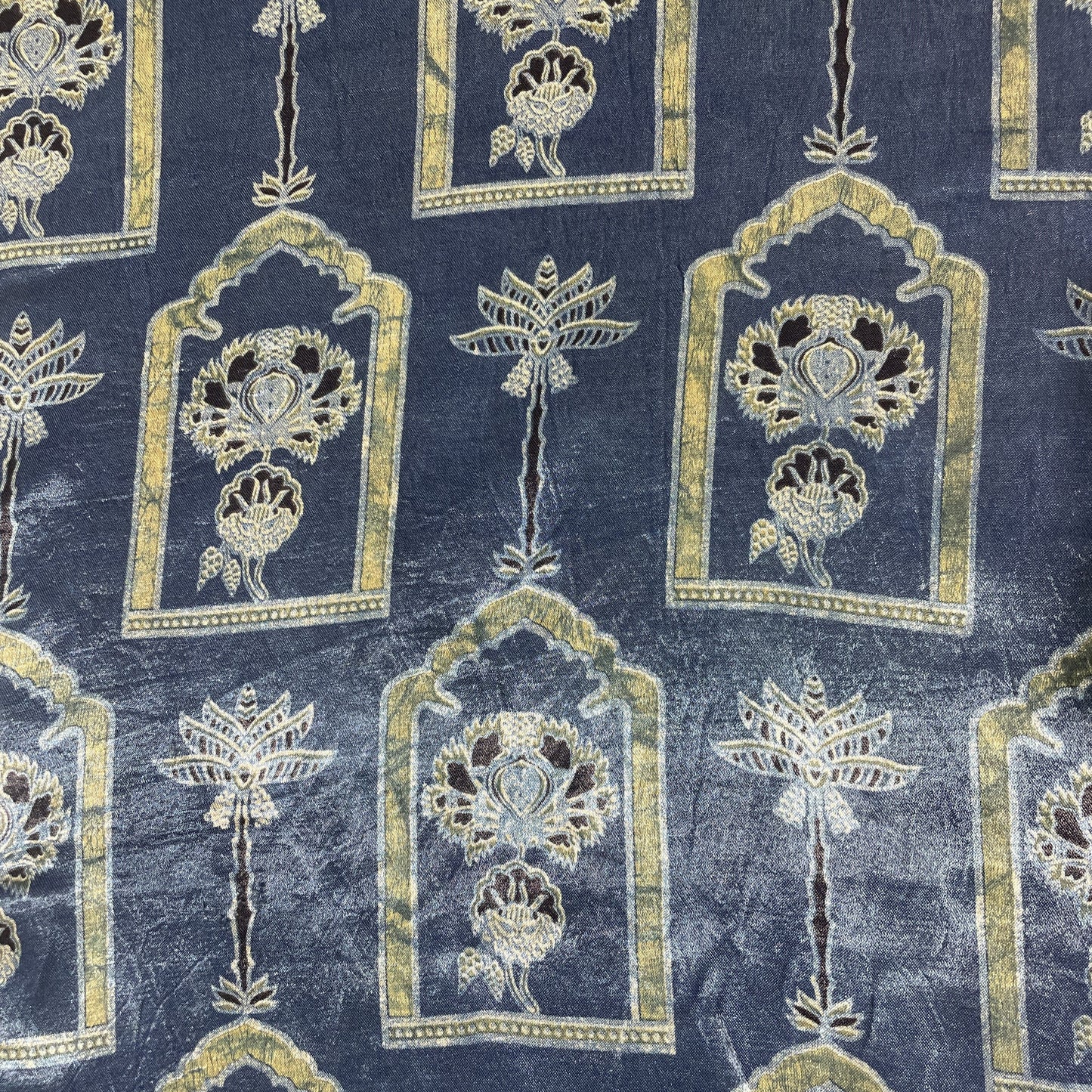 Blue Ajrakh Print Mashru Silk Fabric 18209