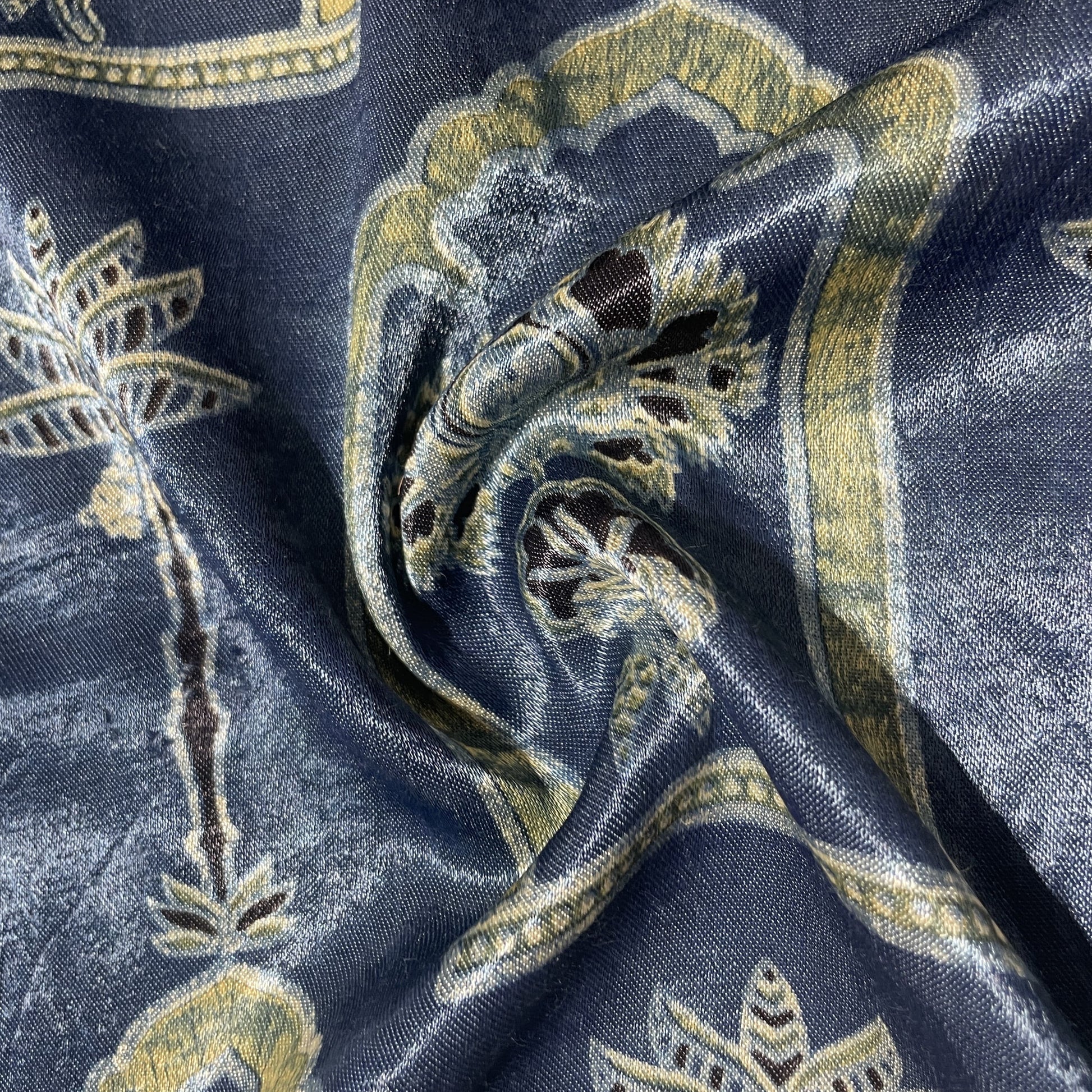 Blue Ajrakh Print Mashru Silk Fabric 18209