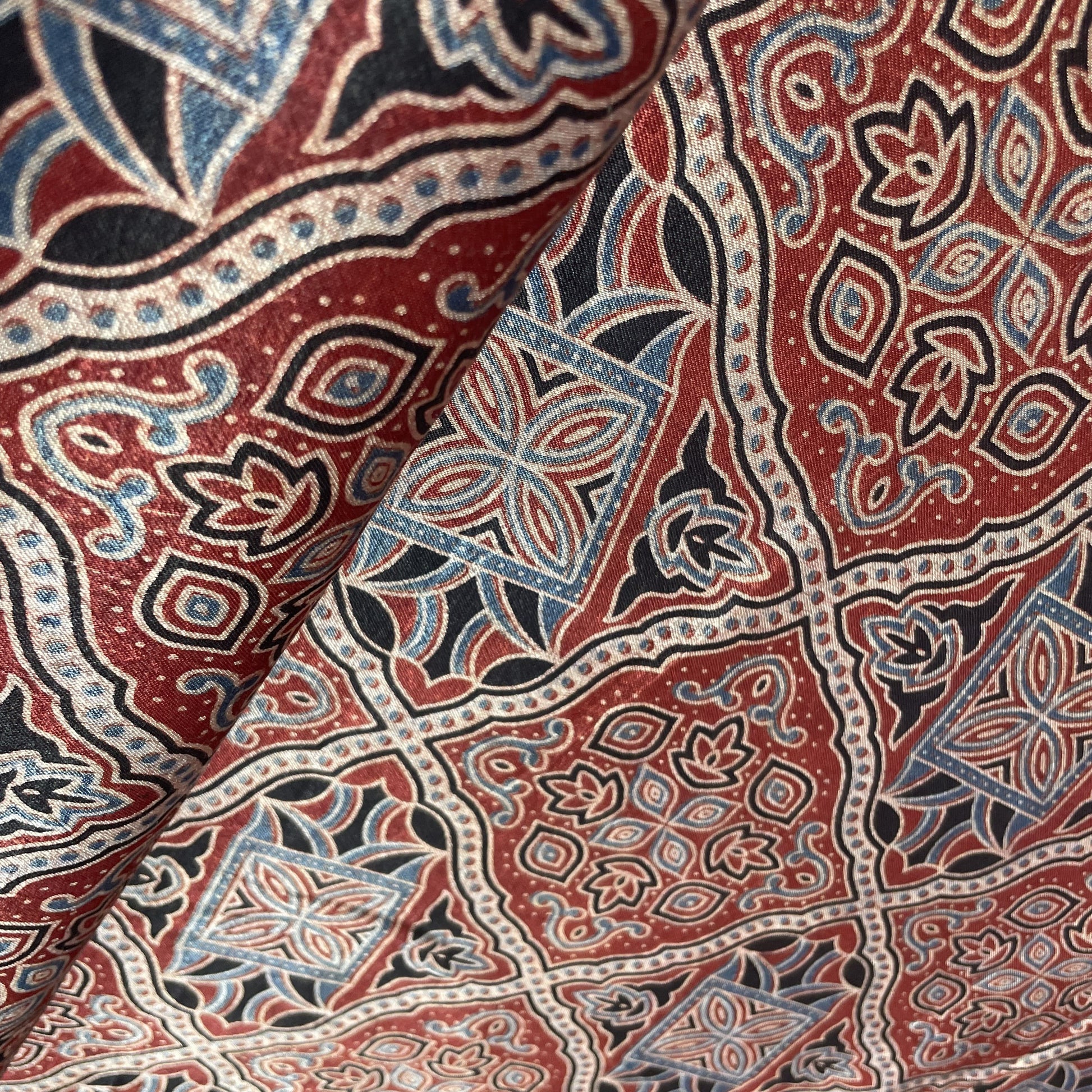 Red Ajrakh Print Mashru Silk Fabric 18242