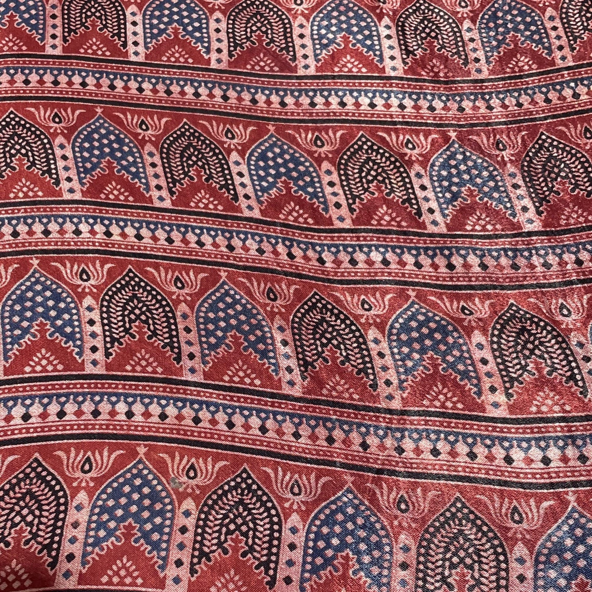 Red Ajrakh Print Mashru Silk Fabric 18246