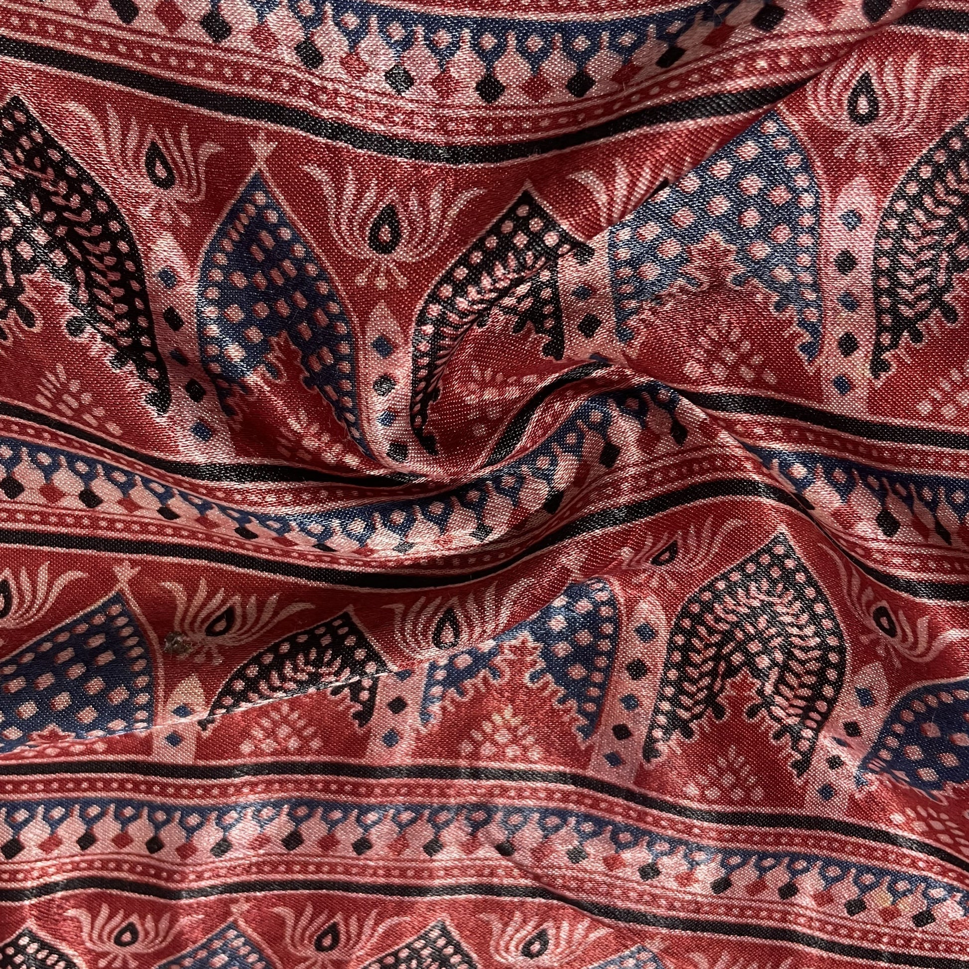 Red Ajrakh Print Mashru Silk Fabric 18246