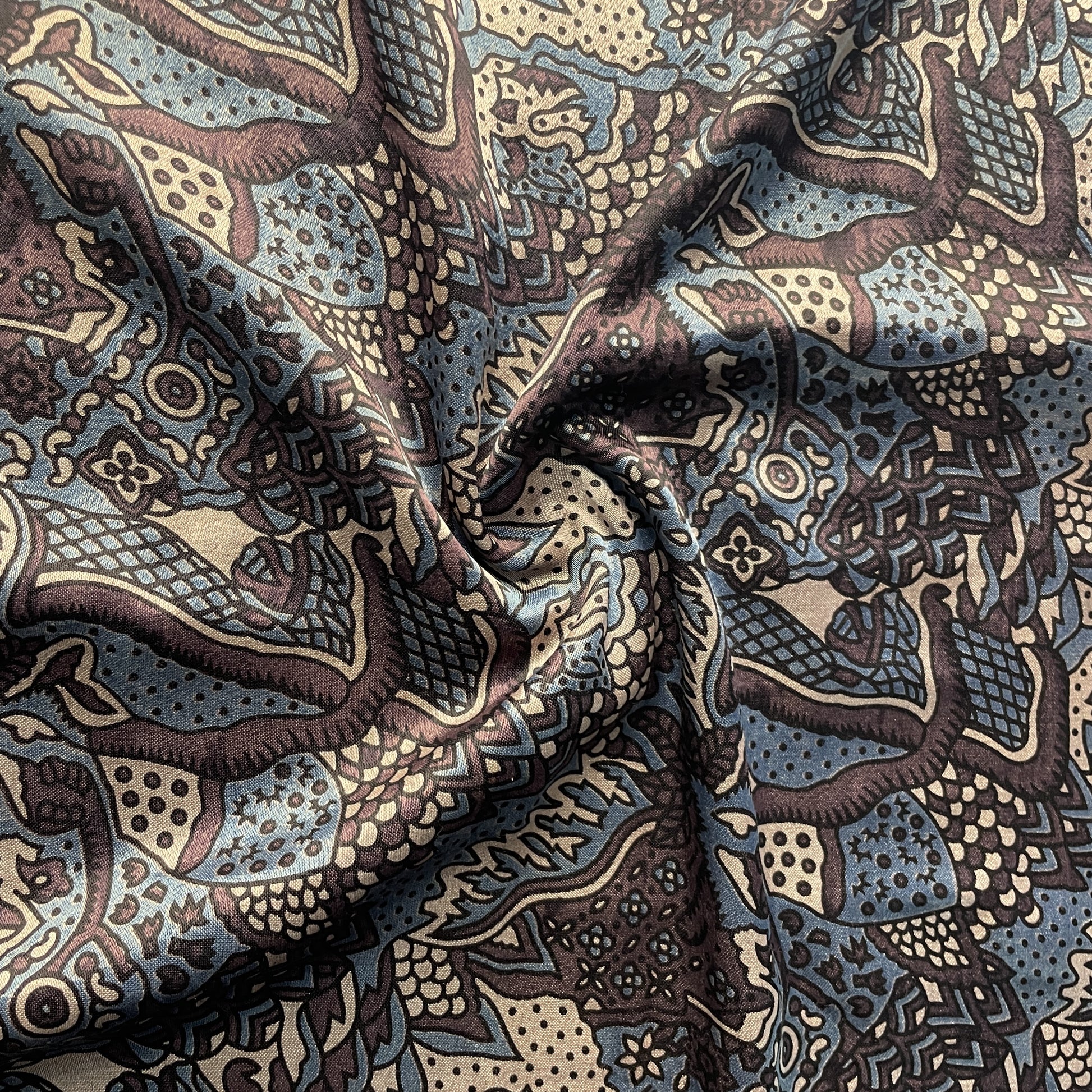 Coffee Brown Ajrakh Print Mashru Silk Fabric 18265