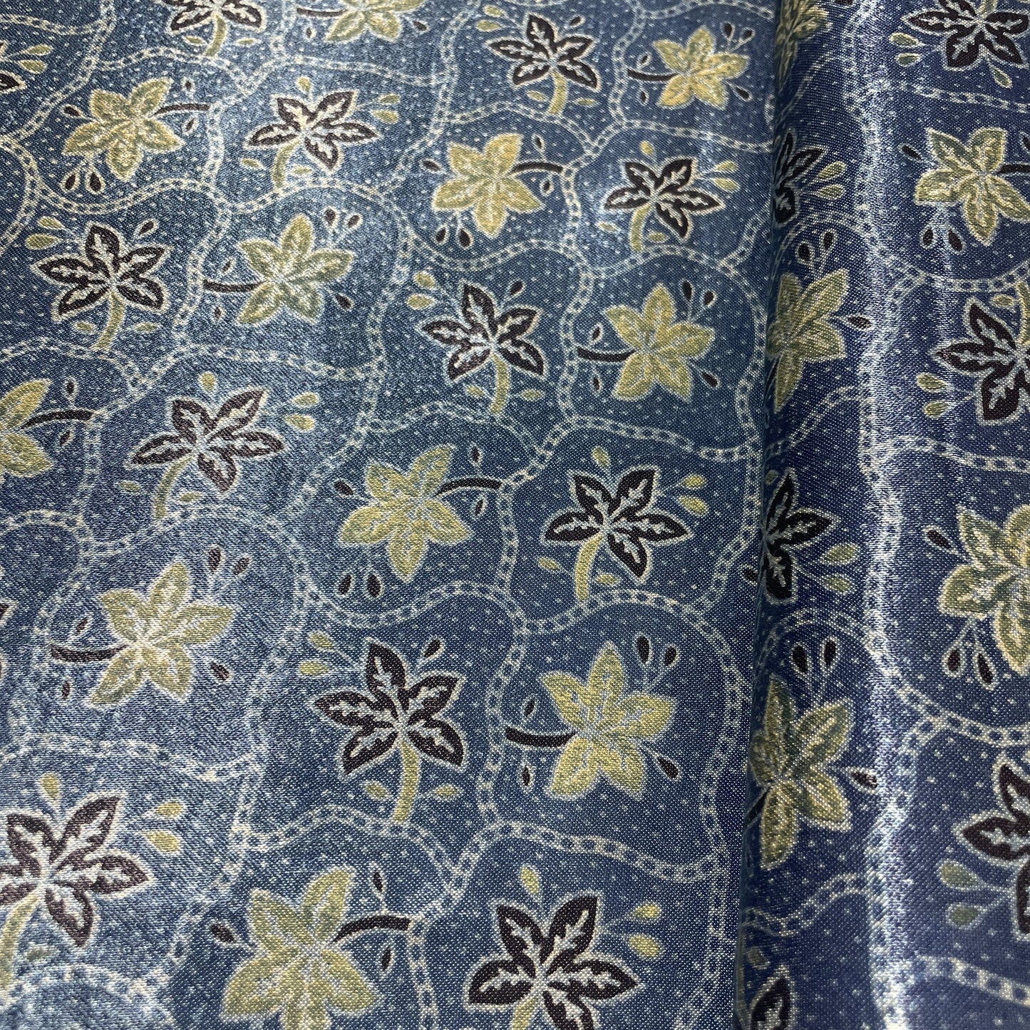 Blue Ajrakh Print Mashru Silk Fabric 18266