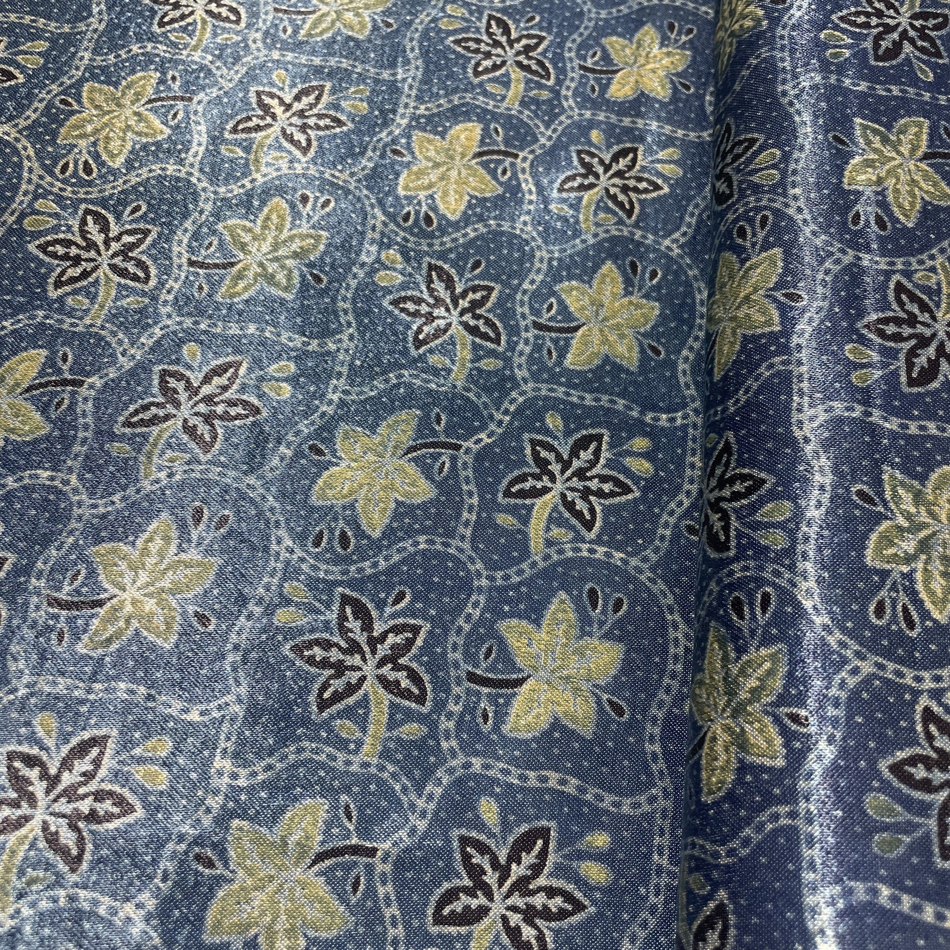 Blue Ajrakh Print Mashru Silk Fabric 18266