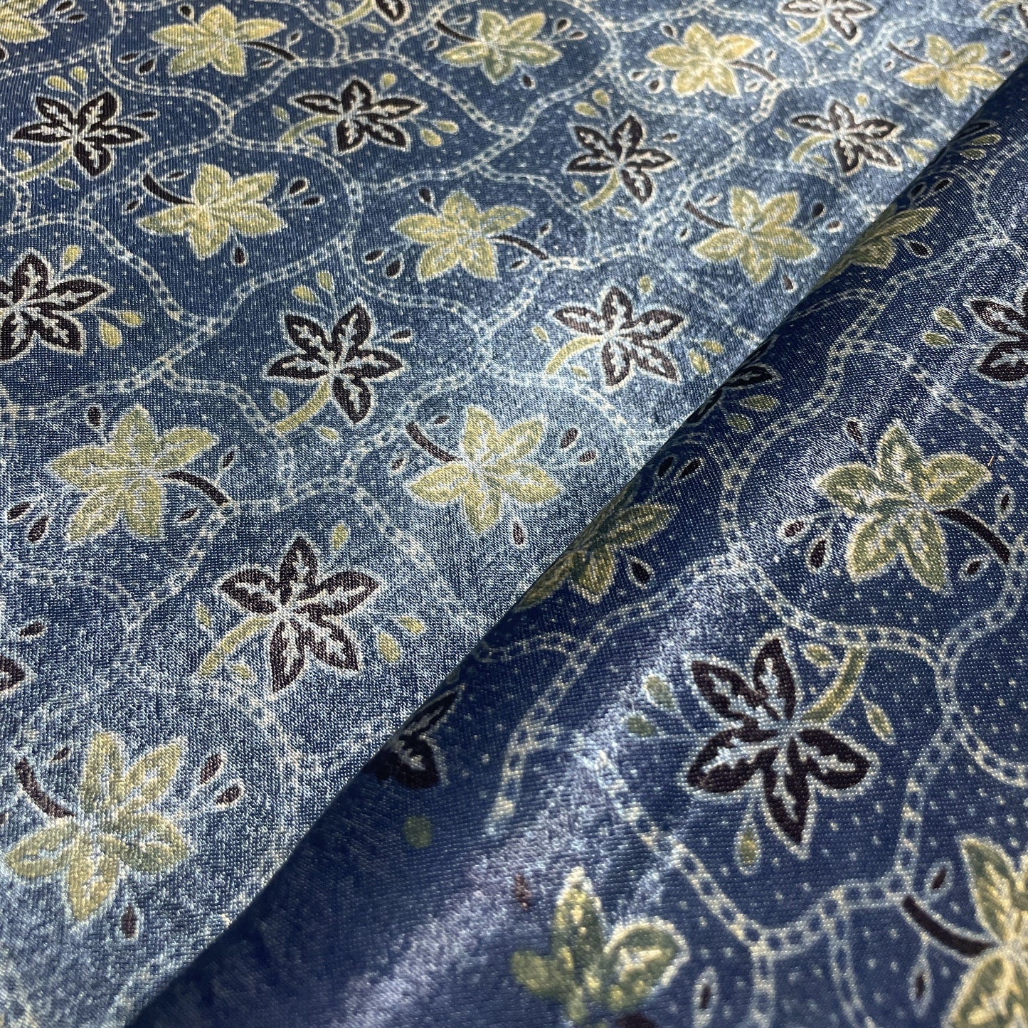 Blue Ajrakh Print Mashru Silk Fabric 18266