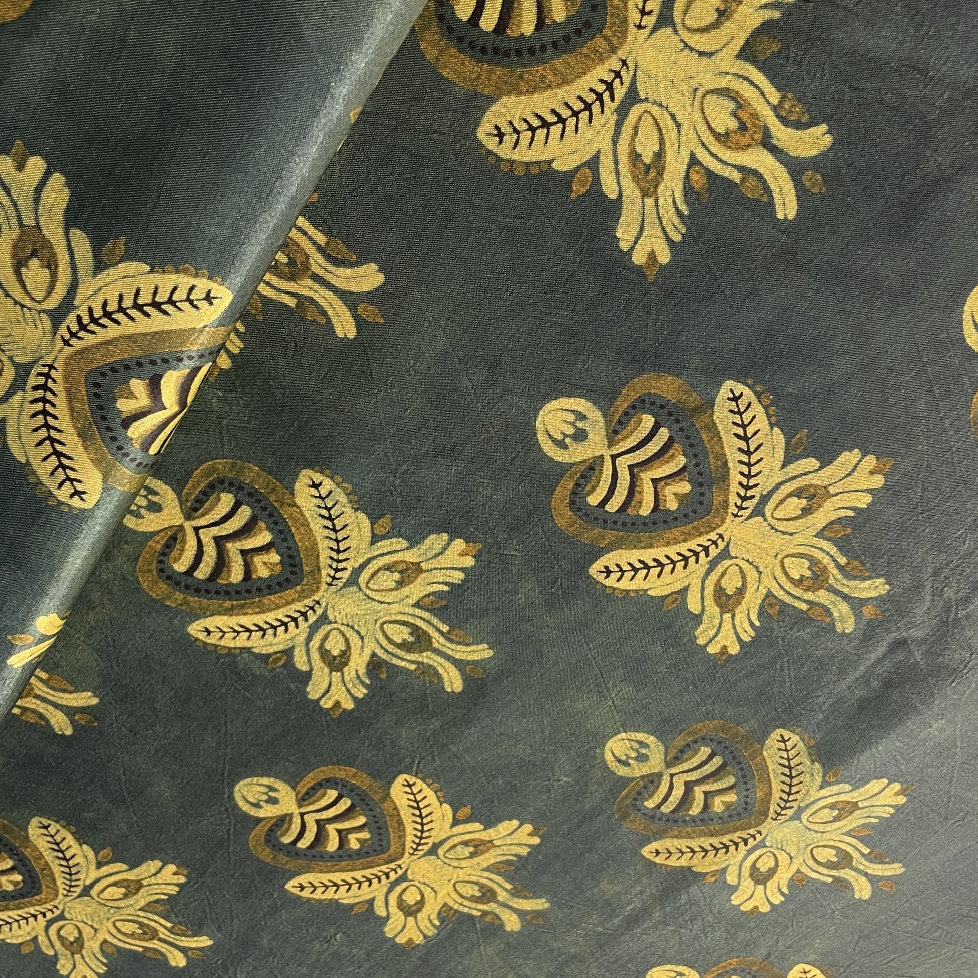 Dark Green Ajrakh Print Mashru Silk Fabric 18275