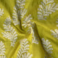 Lemon Yellow Thread Embroidery Malai Chanderi Silk Fabric 18576