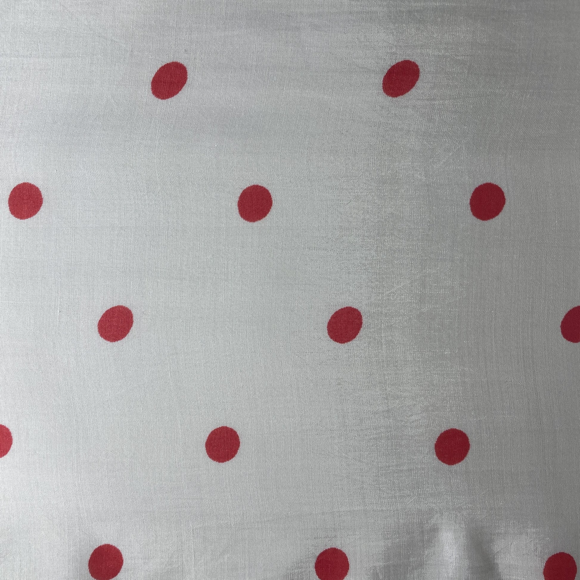 Off White & Red Polka Dot Muslin Fabric 19341