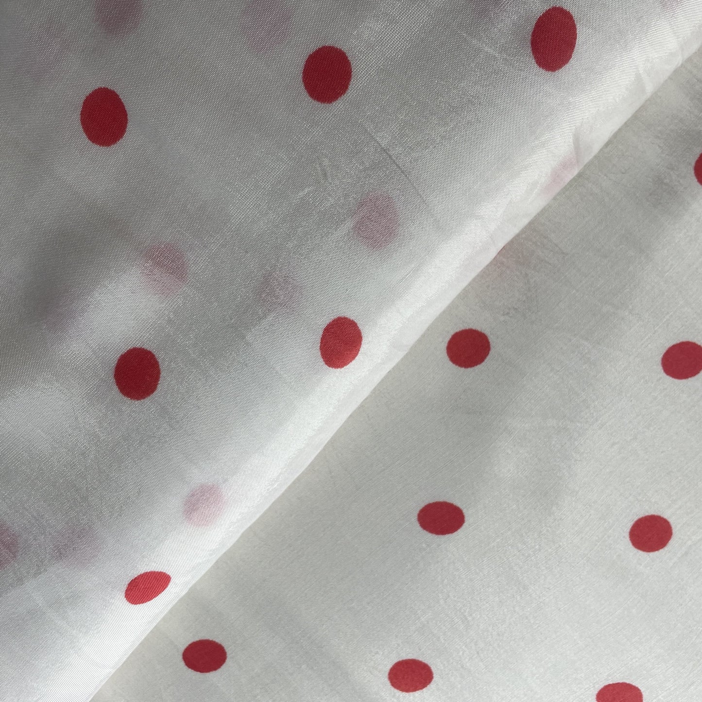 Off White & Red Polka Dot Muslin Fabric 19341