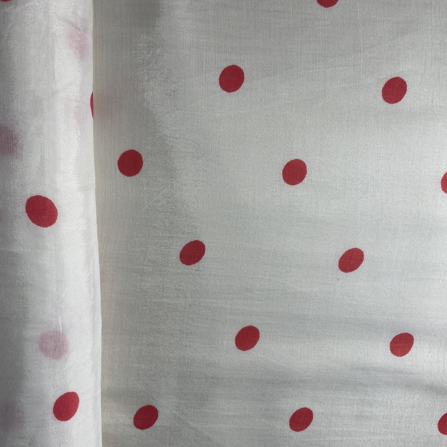 Off White & Red Polka Dot Muslin Fabric 19341