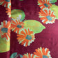 Red Floral Print Upada Silk Fabric 19603