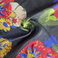 Black Floral Print Upada Silk Fabric 19609