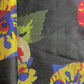 Black Floral Print Upada Silk Fabric 19609