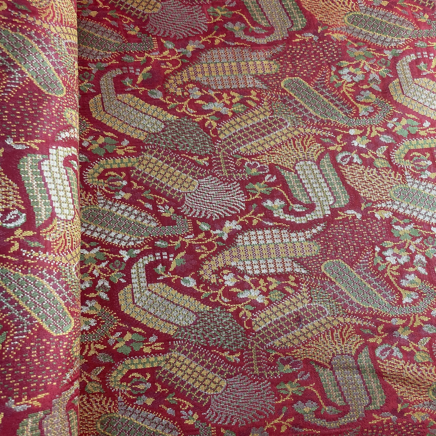 Red Khinkhwab Brocade Silk Fabric 19648