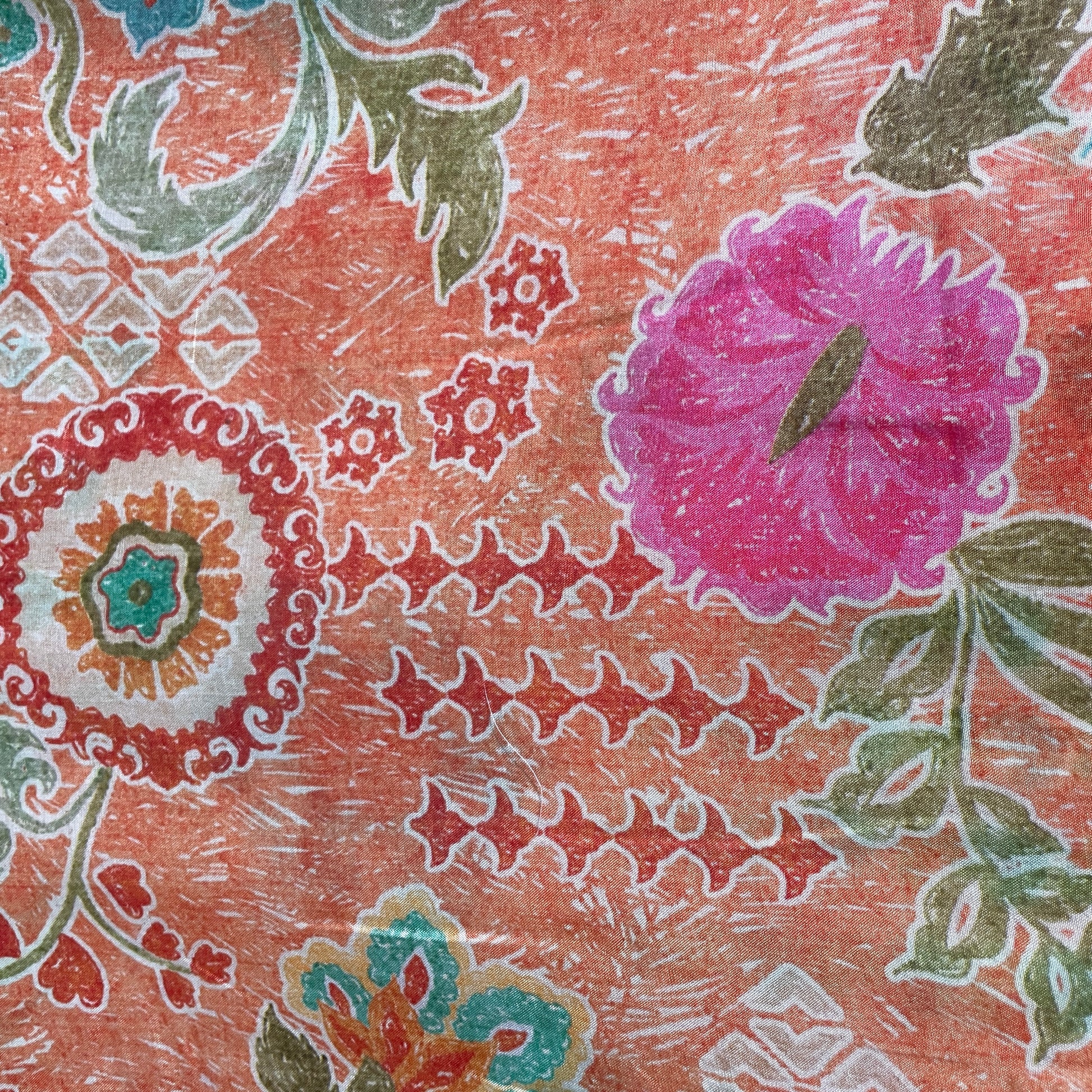 Orange Abstract Print Viscose Muslin Fabric