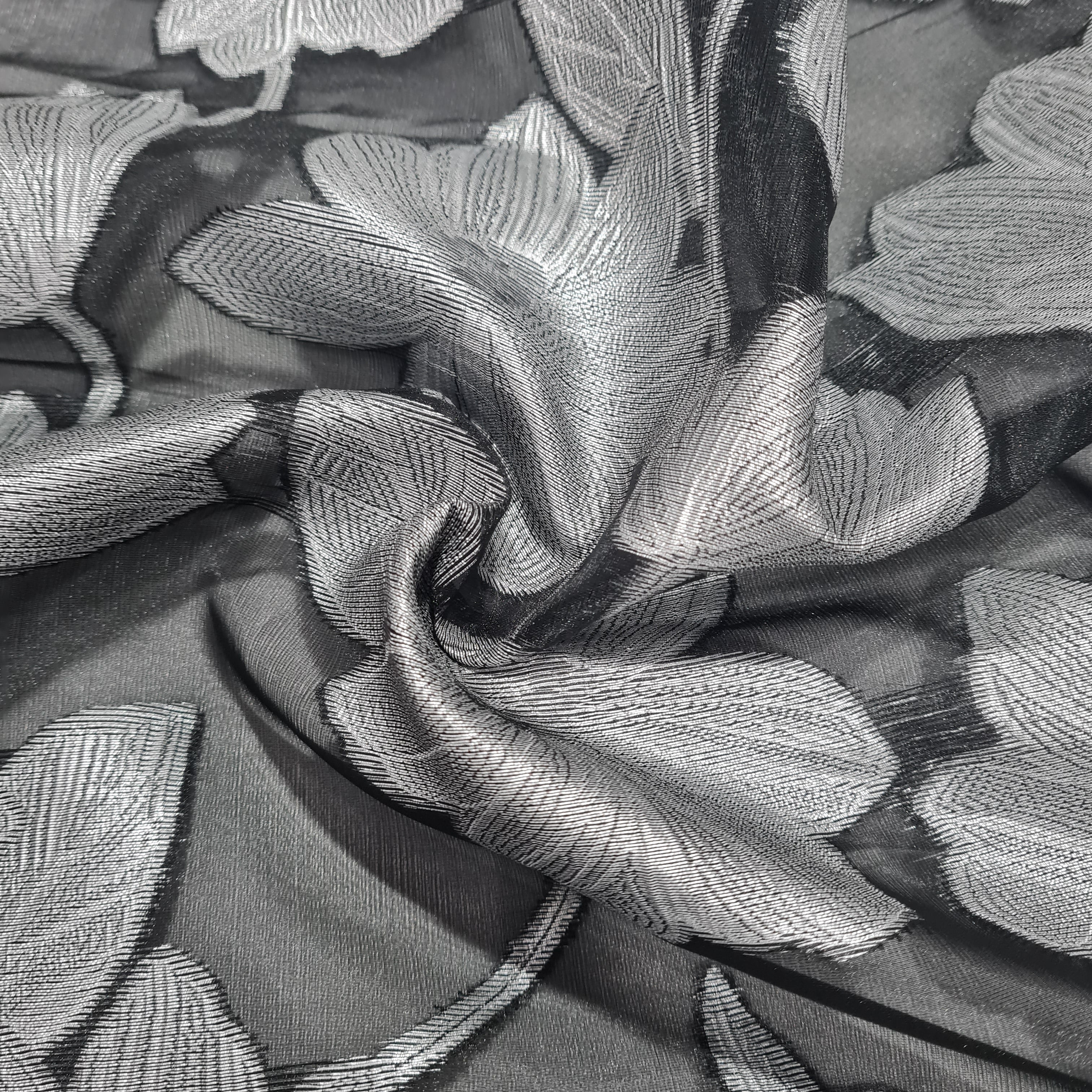 C03 Jacquard Fabric Black and Silver Grey – FabricViva