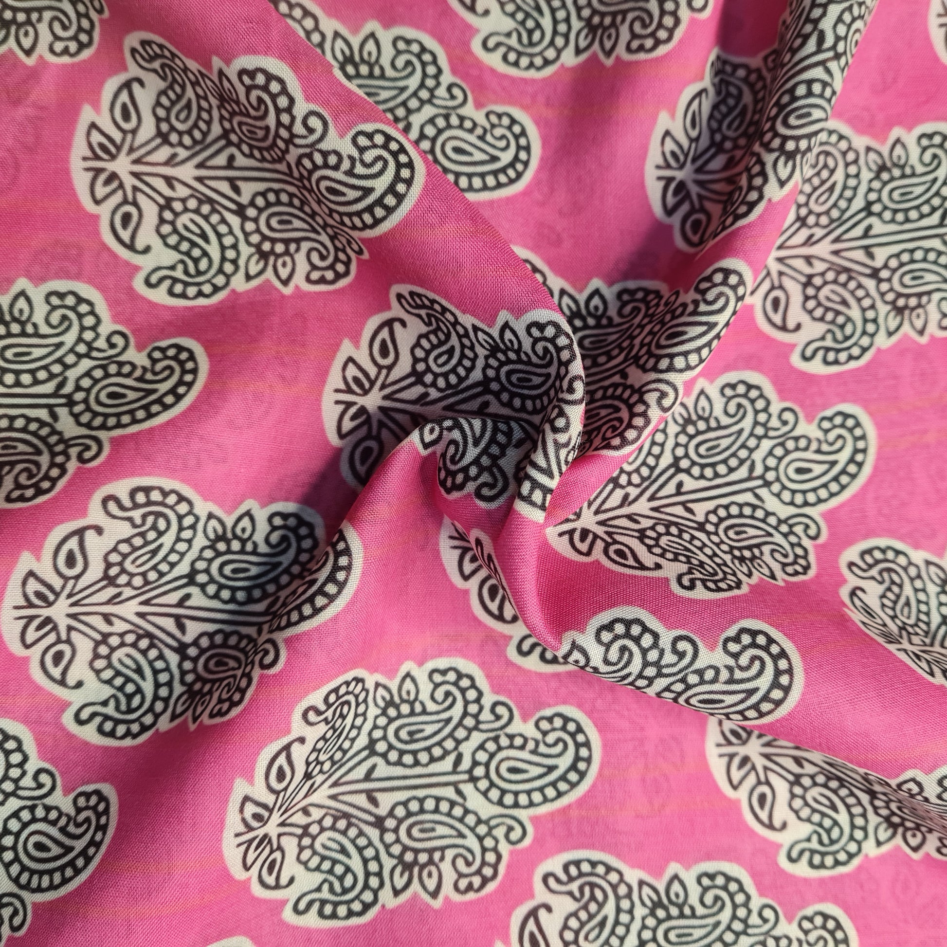 Exclusive Pink Traditional Print Cambric Cotton Fabric