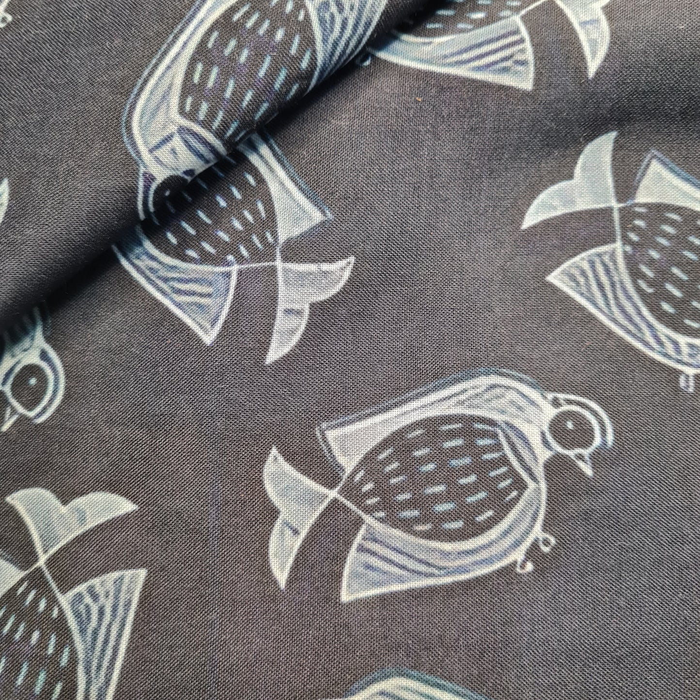 Exclusive Navy Blue Indigo Print Cambric Cotton Fabric