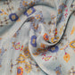 Premium Blue Floral Print Cotton Silk Fabric