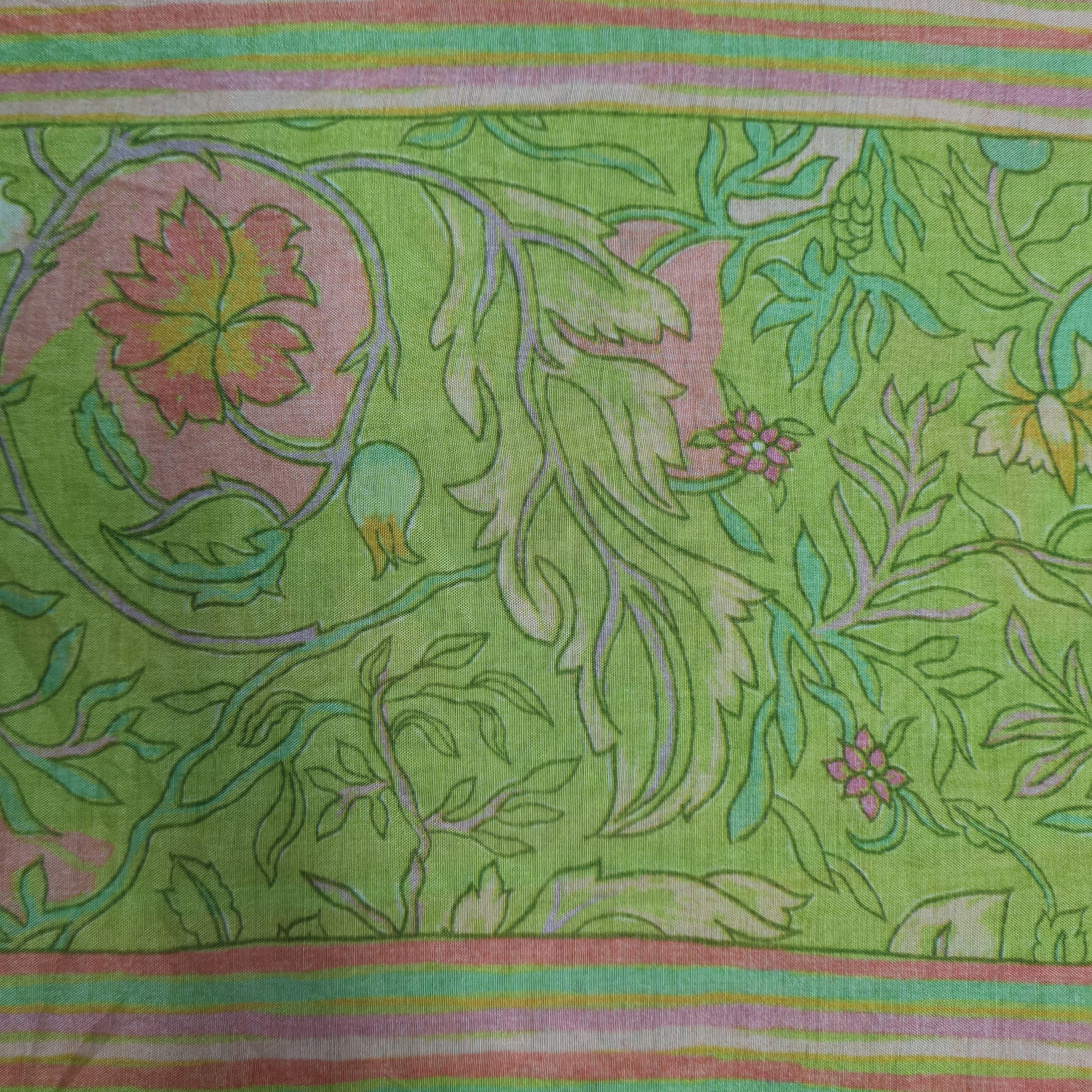 Premium Light Green Abstract Print Cotton Silk Fabric