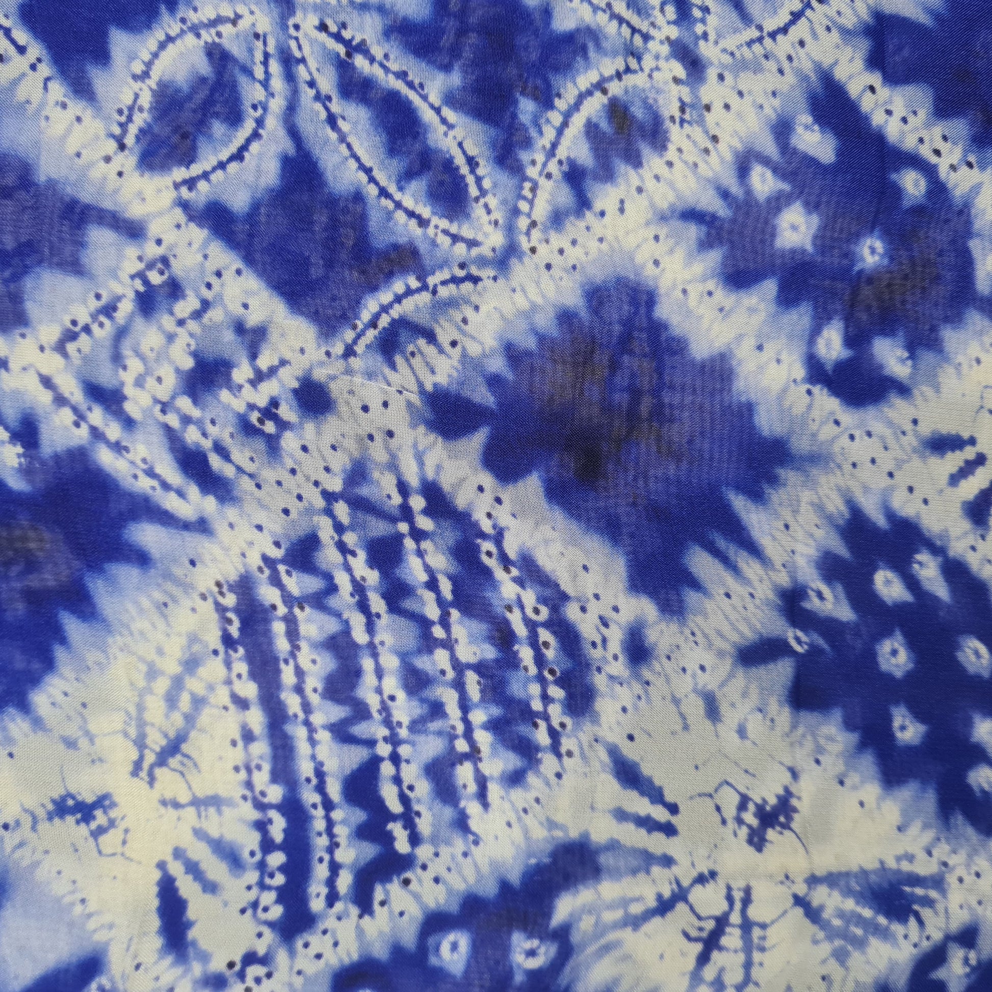 Premium Blue Shiborian Print Organza Fabric