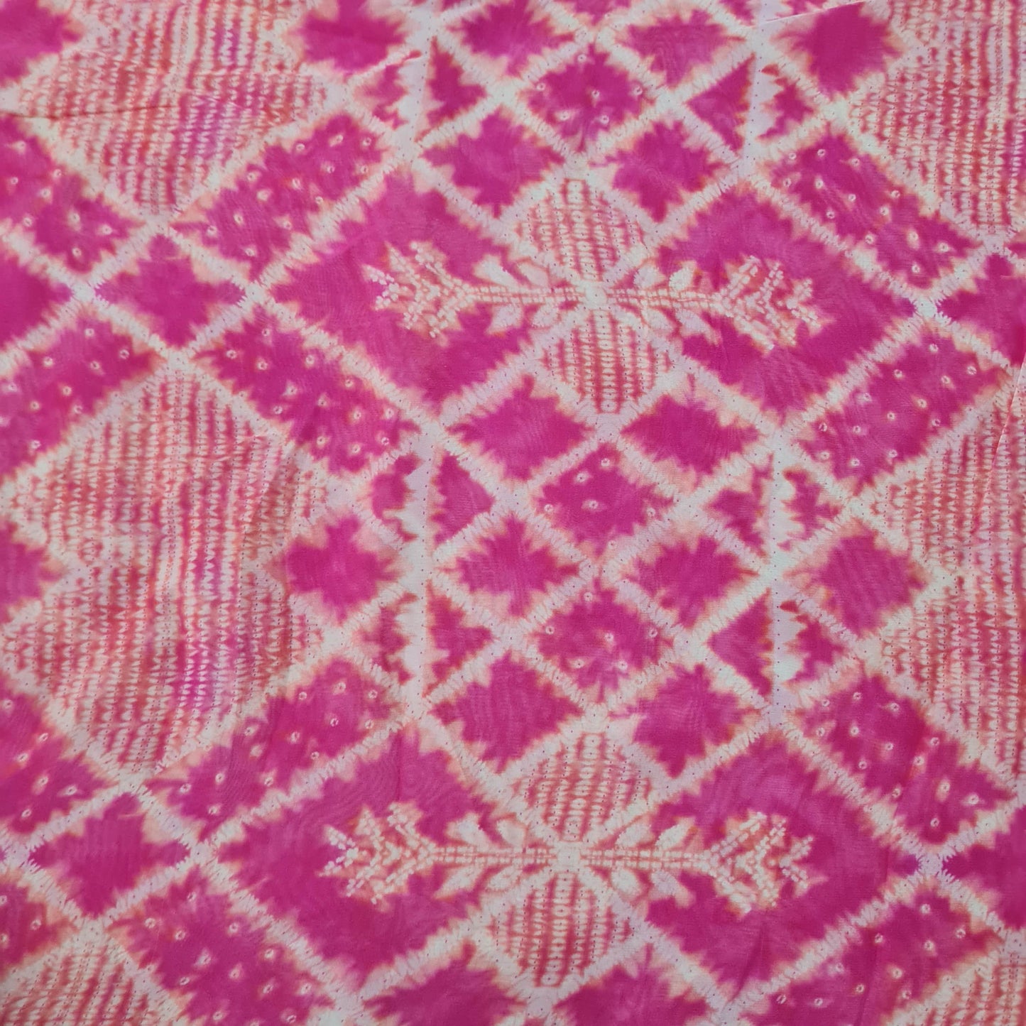 Premium Pink Bandhani Print Organza Fabric