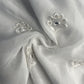 White Thread Embroidery Georgette Dyeable Fabric 20307