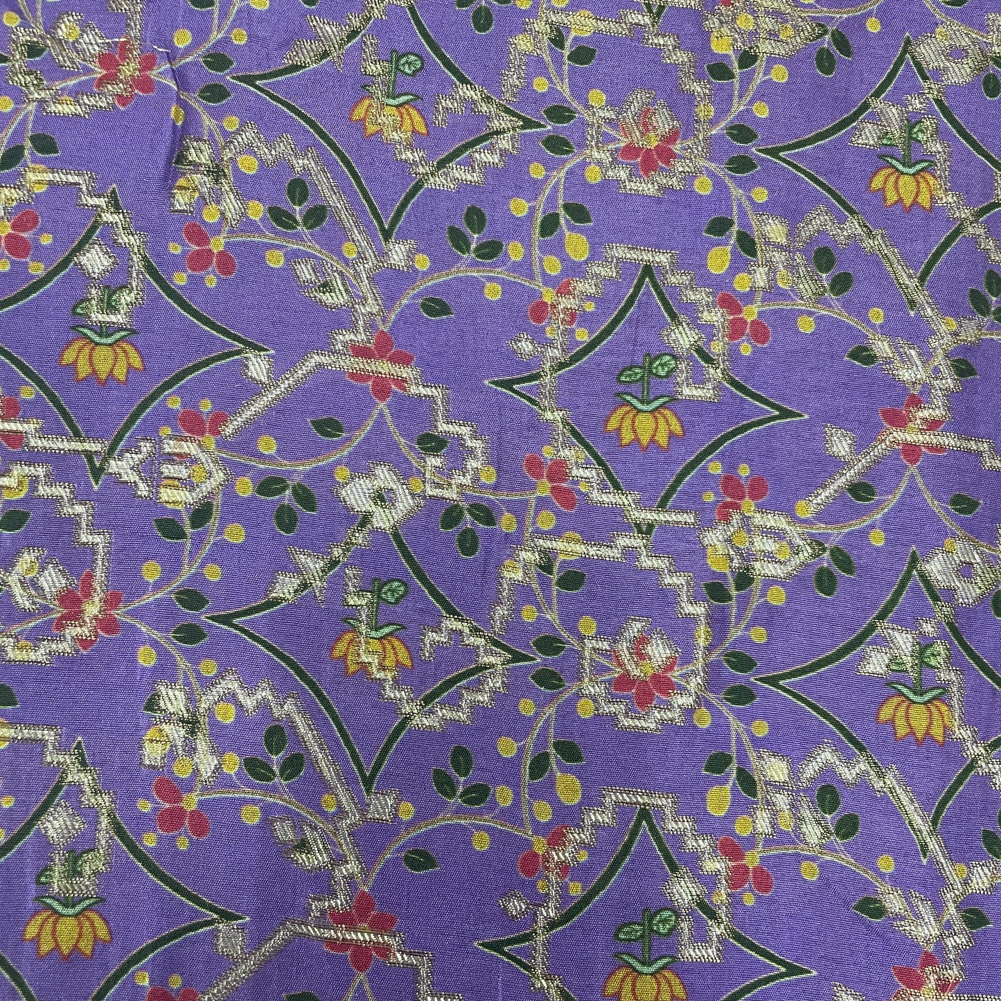 Purple Floral Print Dola Silk Jacquard Fabric 20315